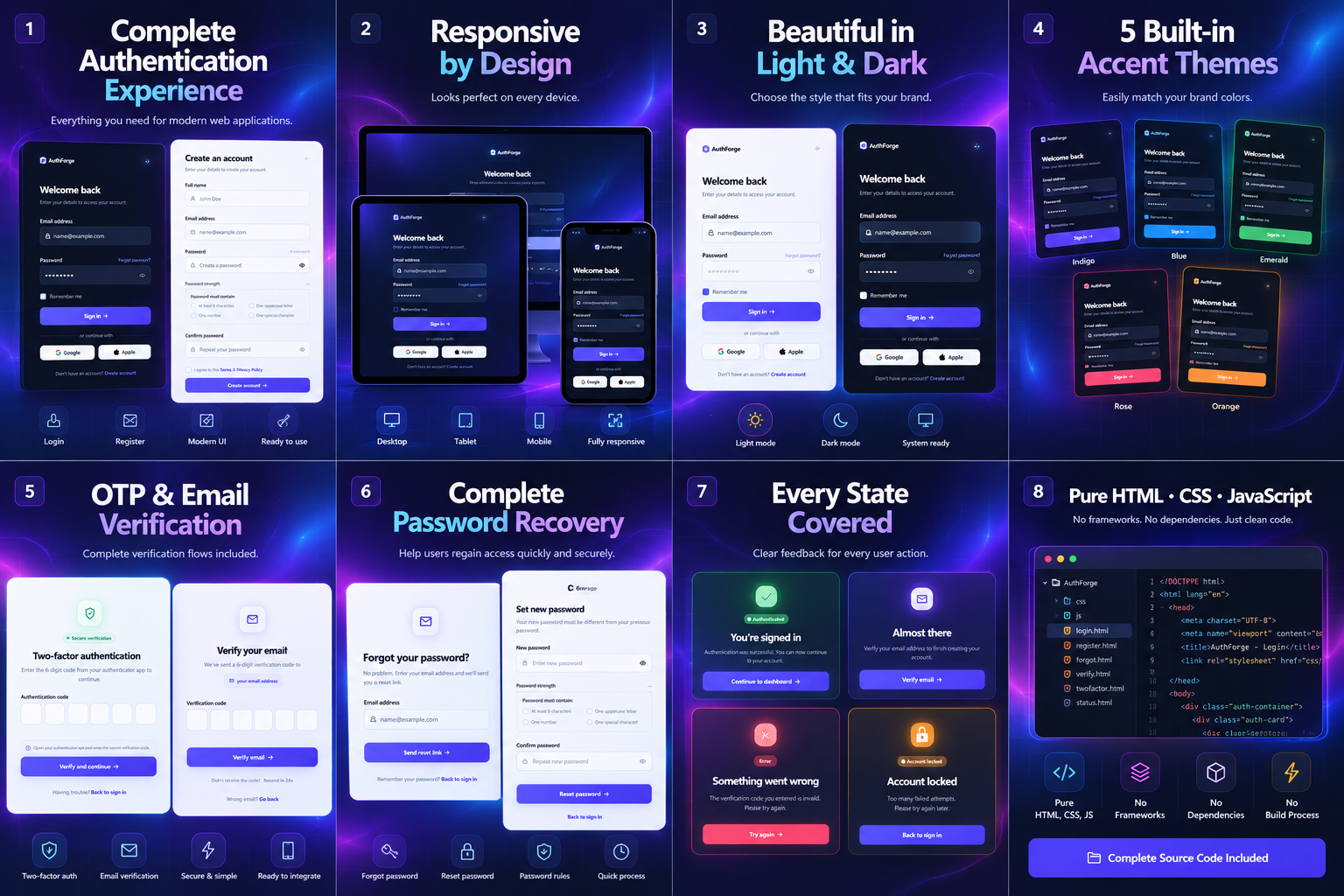 AuthForge Aurora authentication UI kit